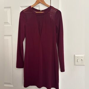 Elegant Burgundy Long Sleeve Dress